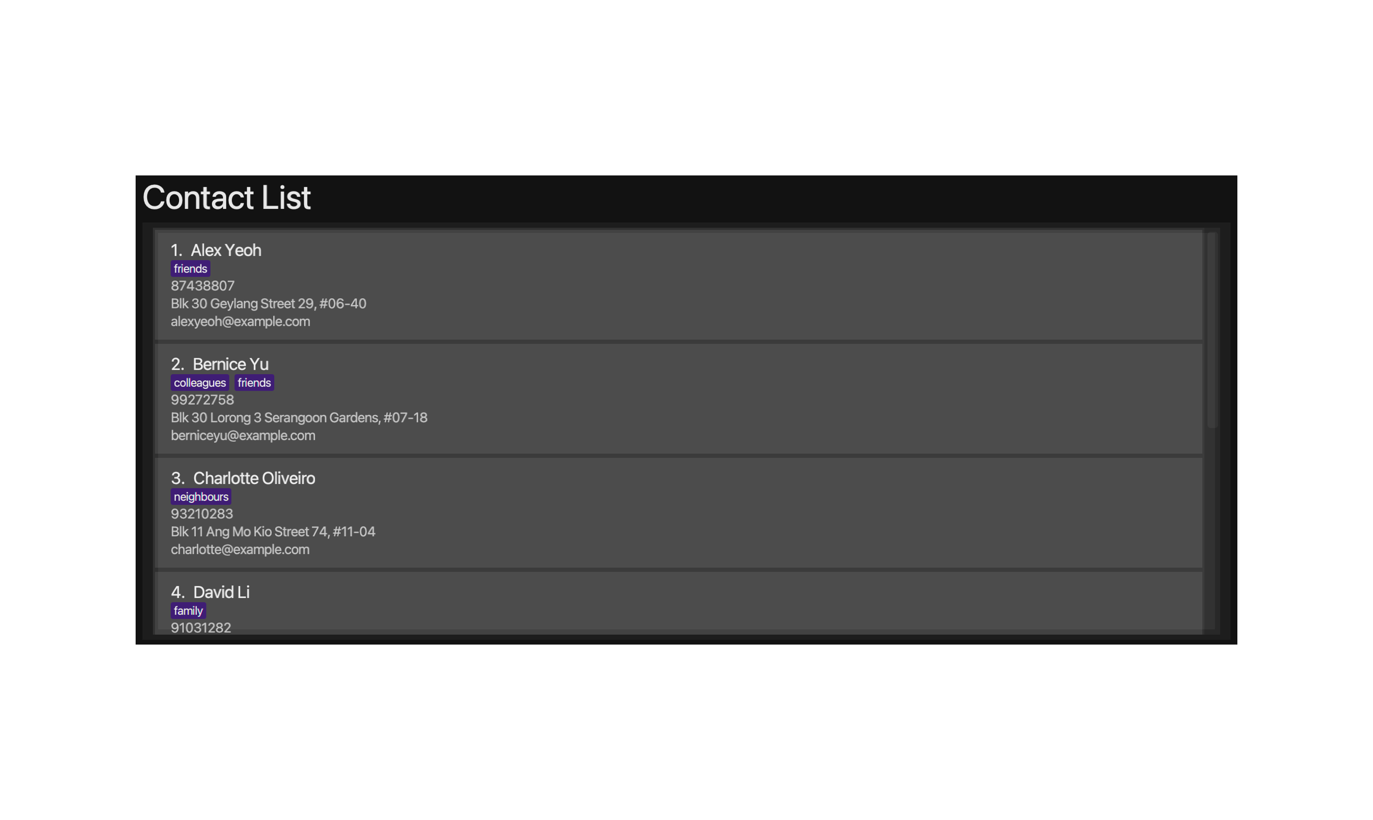 UG Section Contact List